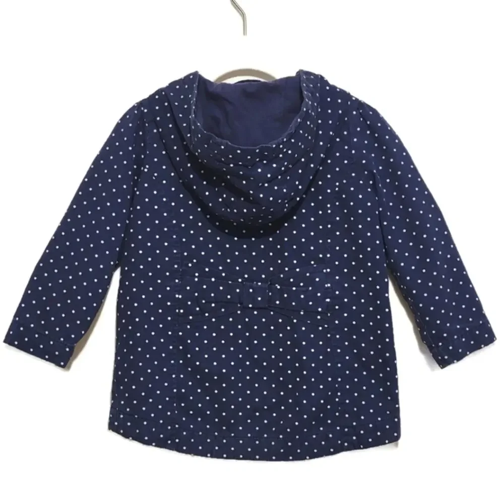 GYMBOREE Girls Polka Dot Zip Front Hooded Blue and White Cotton Jacket Size 2T